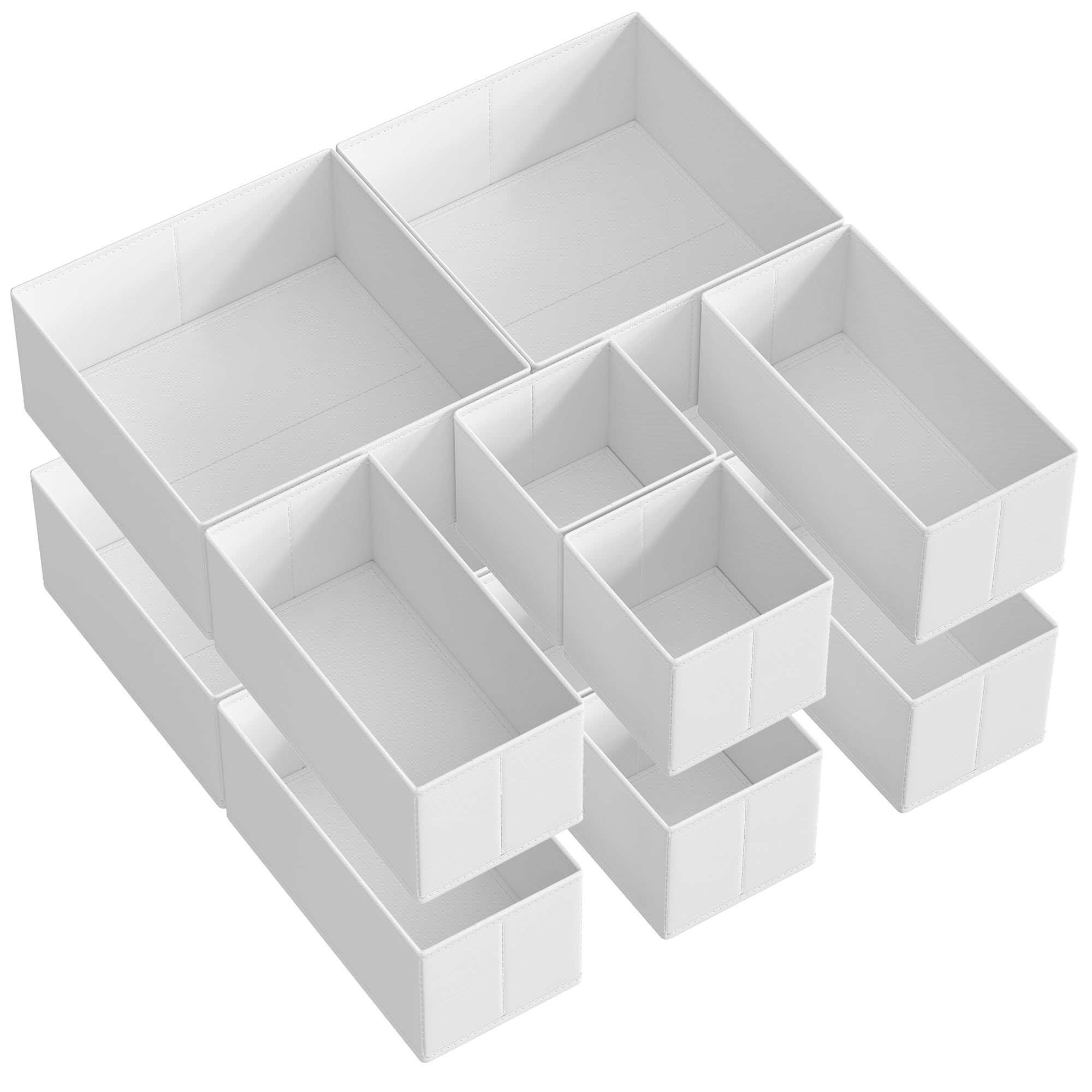 Songmics Cloud White Drawer Organisers, Dresser Dividers, Set Of 12, Foldable Fabric Storage Boxes For Socks, Underwear, Bras, Ties, Scarves, Rdz006w02