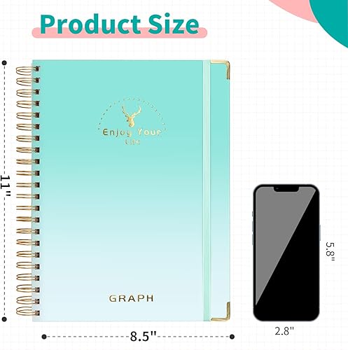 Miniatura 2 de Smarpau Cuaderno de espiral de 8.5 x 11 pulgadas, cuaderno de cuadrícula universitaria de 4.23 ozm, 86 hojas172 páginas, cuaderno de sujetos grandes