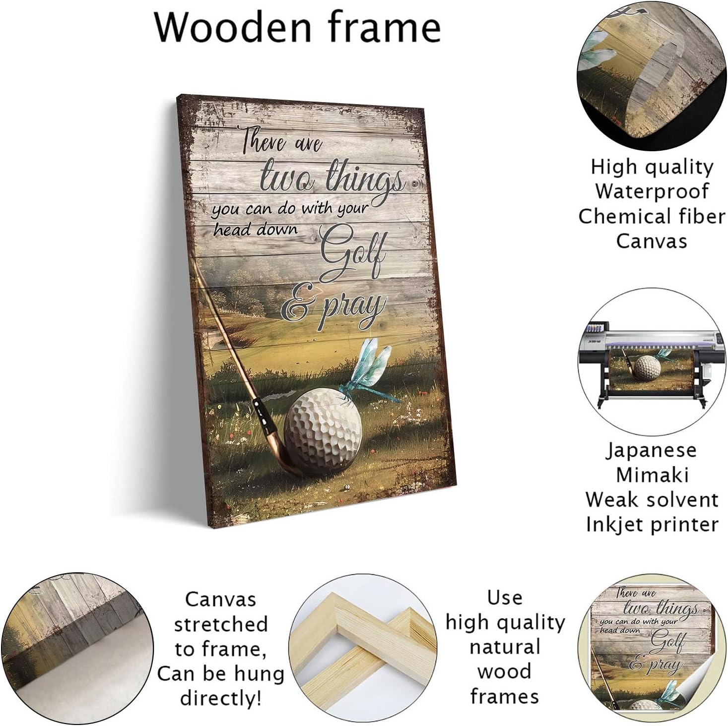 Golf And Pray Inspirational Framed Canvas Poster Wall Art Christian Golf Print Decor for Office Club Home(Framed-04,12X18inch) - Image 8