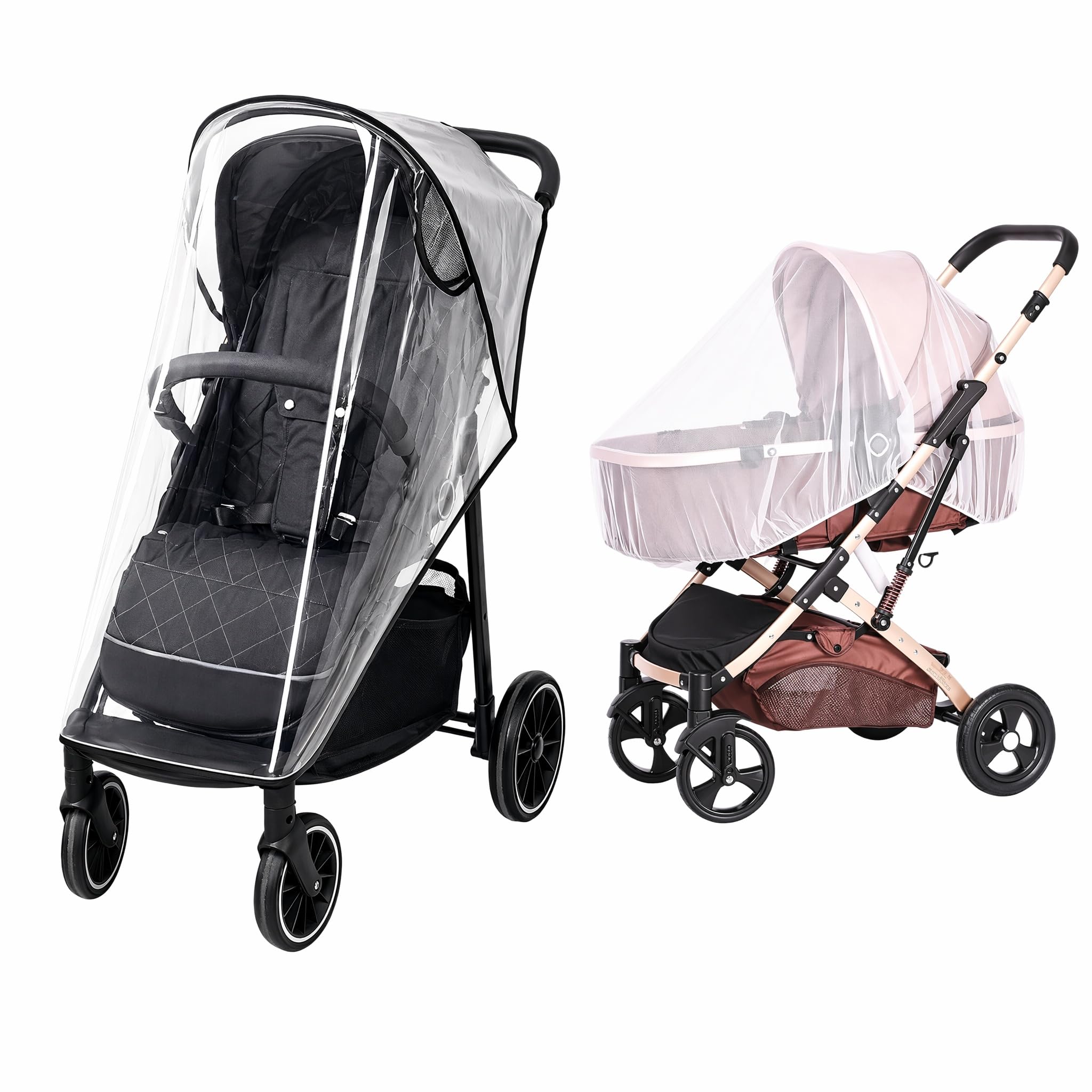 Universal Rain Cover for Pushchair Mosquito net rain Cover for pram, Baby Travel Weather Shield Zip Opening on Front Waterproof Fits Most Single Strollers and Baby Buggies