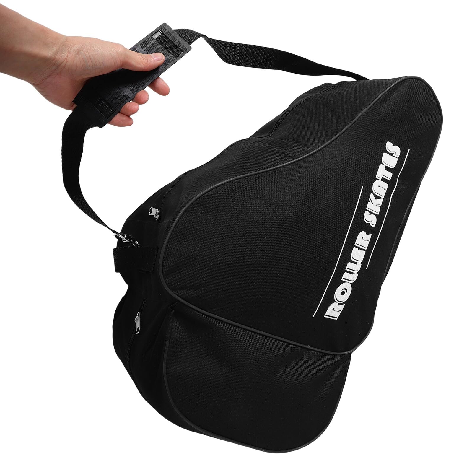 2 Pezzi Borsa per Pattini da Ghiaccio e Inline Unisex Zaino Organizer Multiscomparto con Tracolla Ergonomica Resistente e Traspirante per Hockey Pattinaggio Artistico e Roller Nero