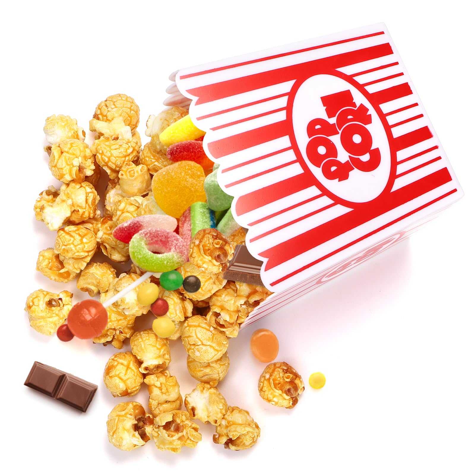 Tebery Paquete de 30 cajas de plástico para palomitas de maíz reutilizables con parte superior abierta, 9,5 cm