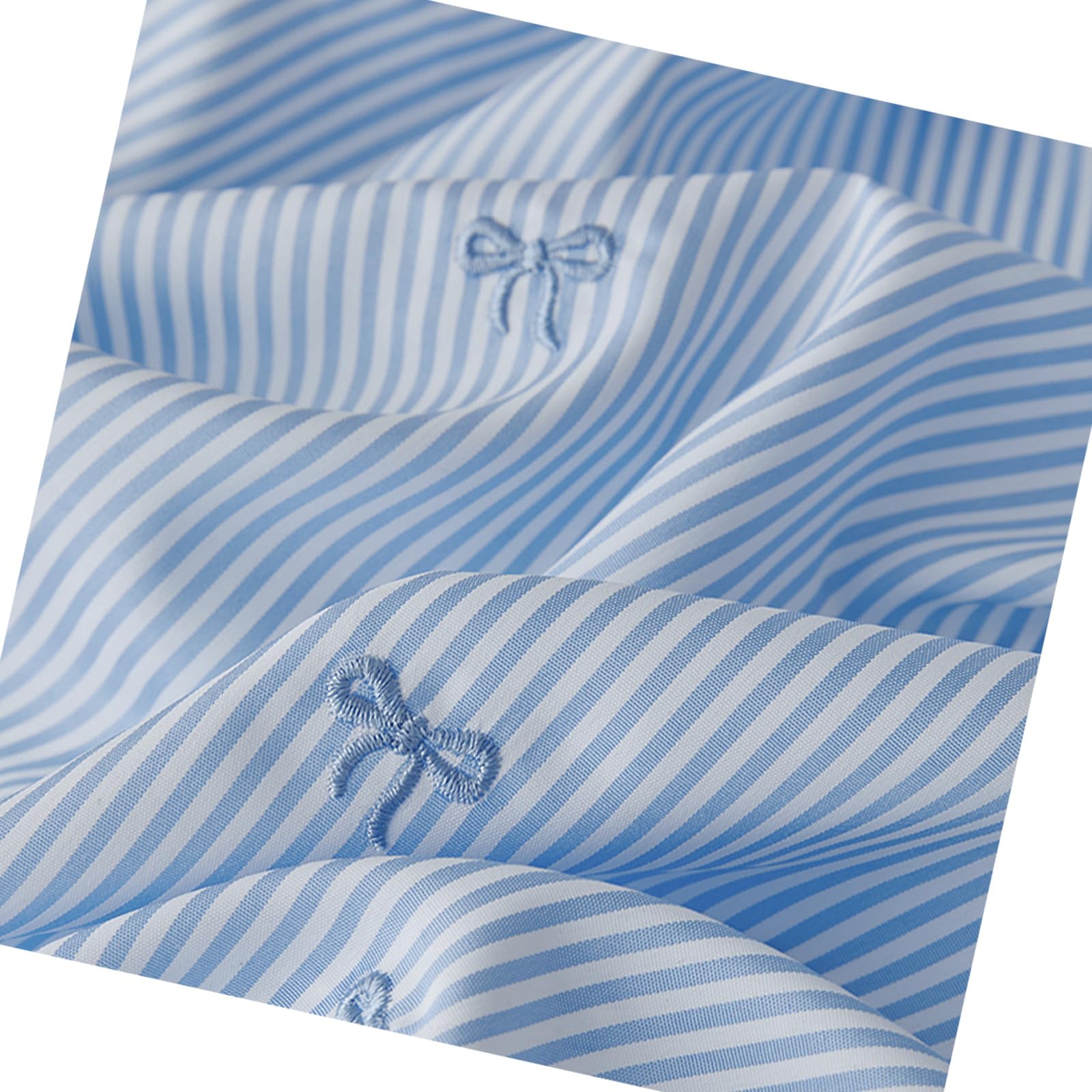 MICFENY Soft Draping Bow Embroidered Stripe Cloth Apparels Sewing Embroidered Cloth Fabric