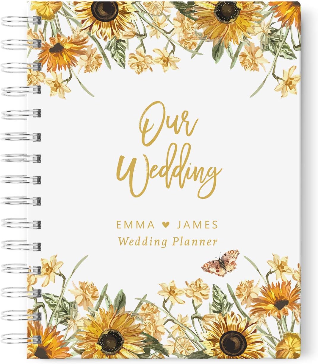 Personalized Sunflower Wedding Planner Book, 6 x 9 inches