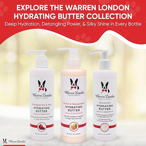 Miniatura 7 de Warren London Acondicionador hidratante de mantequilla sin enjuague para perros  Loción para piel y pelaje  Acondicionador de aloe para cachorros y