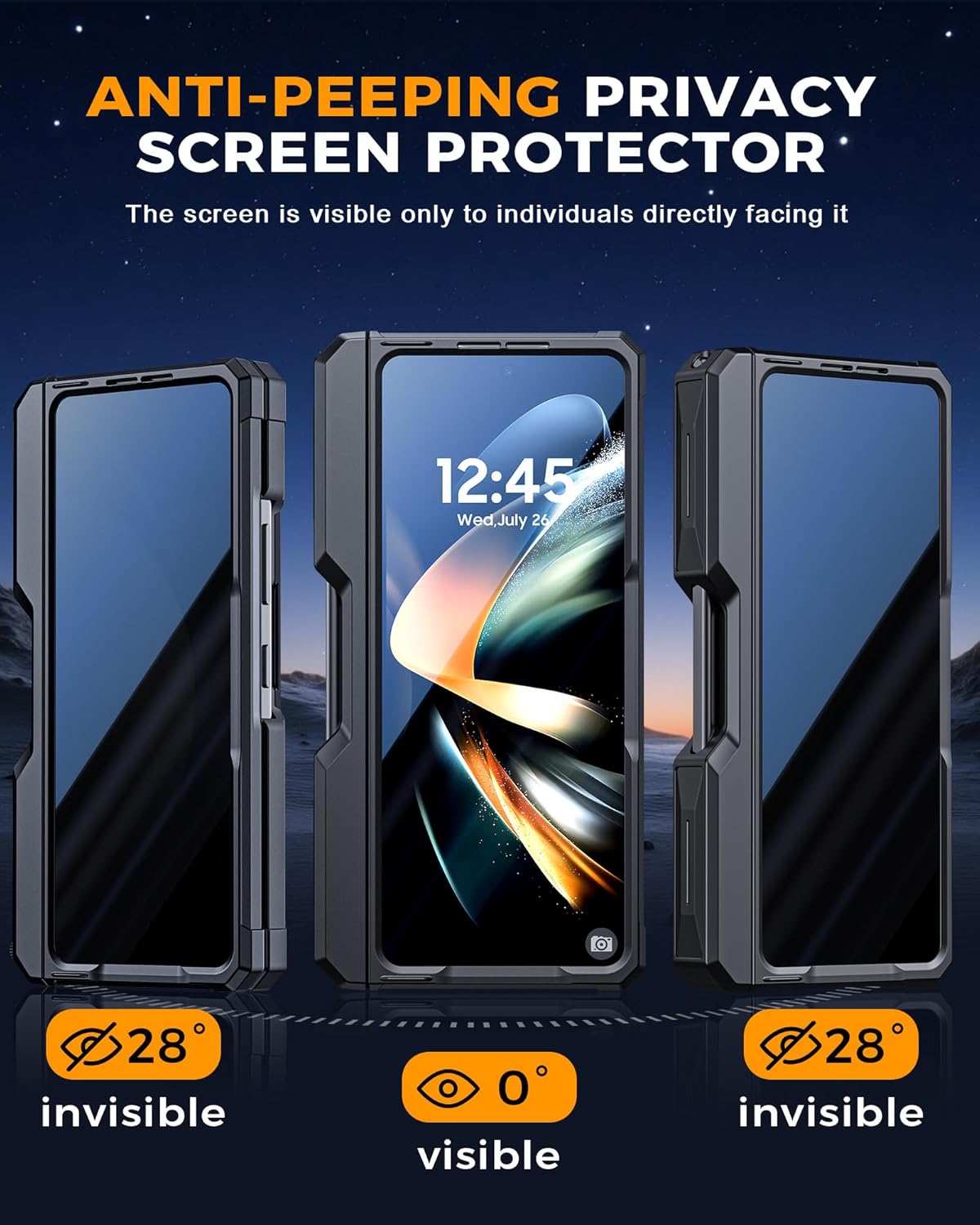 Kaiiecal for Galaxy Z Fold 5 Case with Screen Protector [Fit for Magsafe] [Built-in S Pen Holder & Kickstand] [Hinge Protection] Shockproof Phone Cover for Samsung Galaxy Z Fold5, Privacy Black