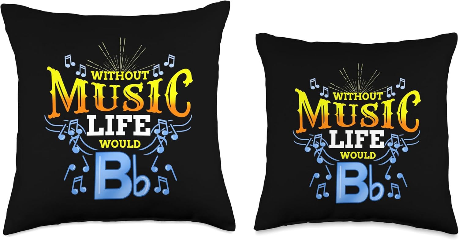 Without Music Life Would B Flat Throw Pillow