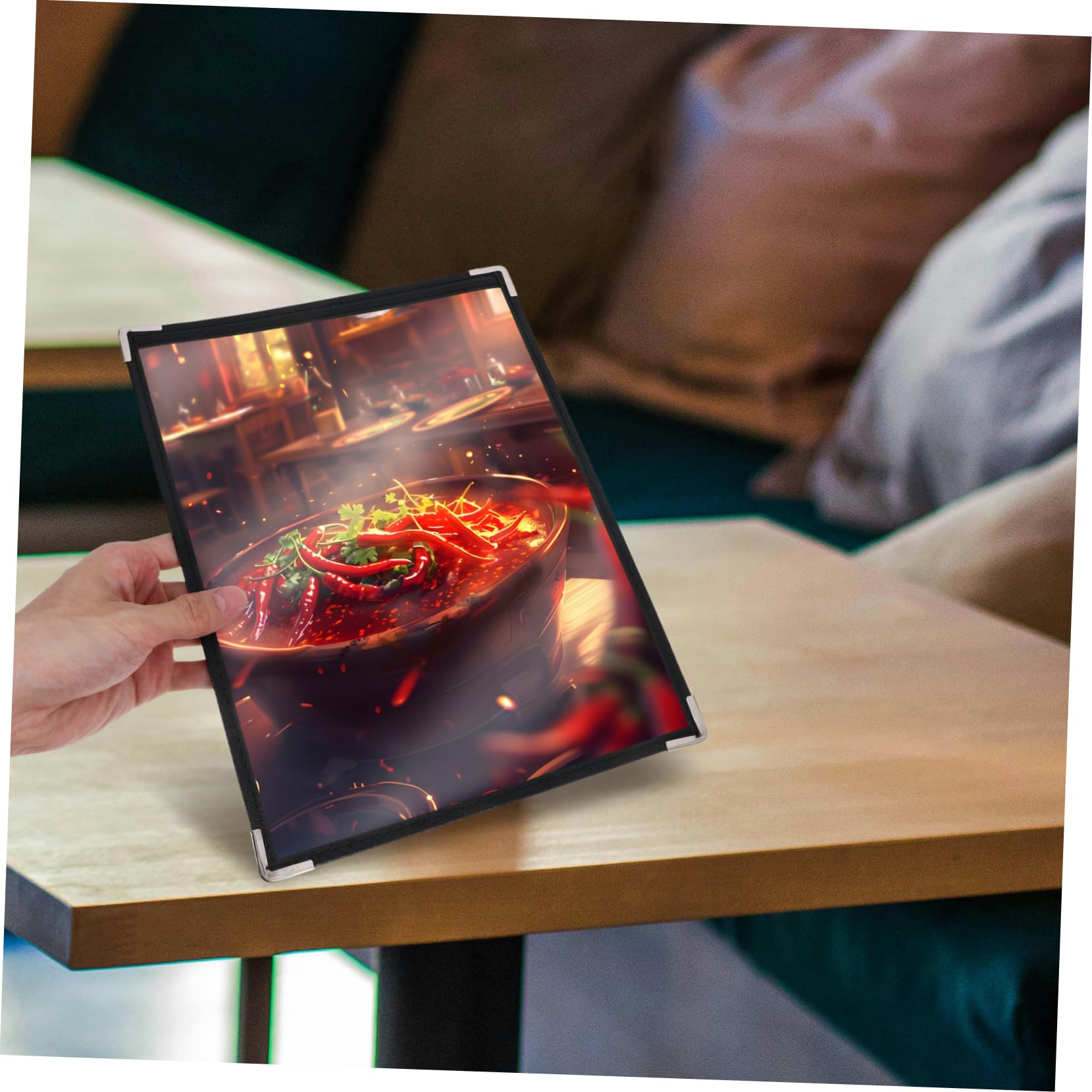 CHILDWEET PVC Menu Book for Restaurants Menu Holder Removable Pages Sophisticated and Easy to Cle