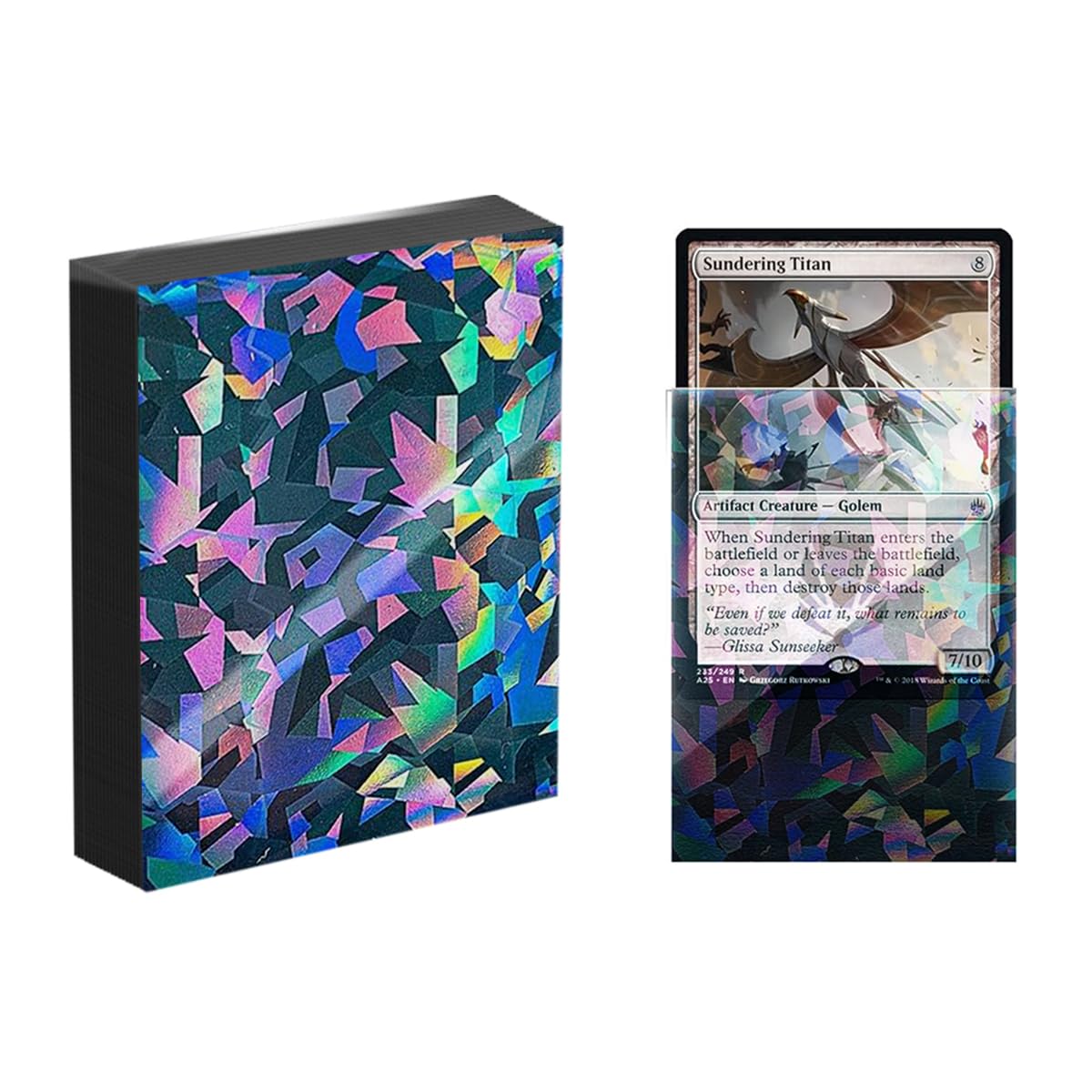 PATPAT® 50-Pack Laser Colorful Card Pockets, 9.1×6.6cm Protective Sleeve, Holographic Rainbow Fragment Design, Card Sleeves for Trading Cards, Collectibles, Star Photo Cards-image-5