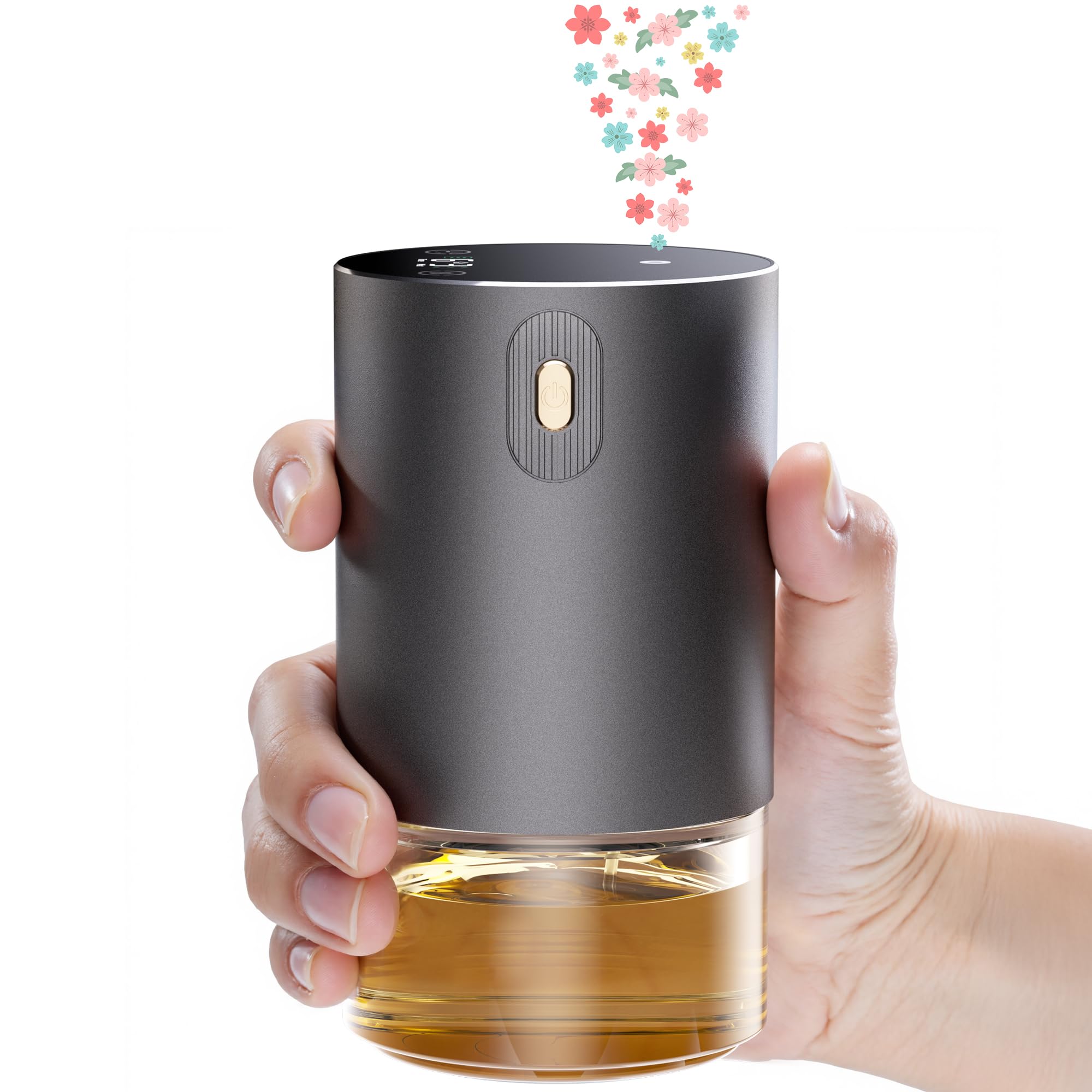 Difusor de Aceite Esencial sin Agua, difusores Recargables de Aroma de aromaterapia para el hogar, Coche, Dormitorio, Oficina, Temporizador de 1/2/4/8 Horas, Capacidad de 100 ml, 4 Niveles de Niebla