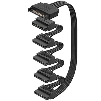 SATA 15PIN Male to 5 SATA 15 Pin Female Power Splitter 1 to 5 Serial ATA Powered Expansion Cable for PC/NAS/Server SSD/HDD, DVD/CD-ROM - 28.3 in.