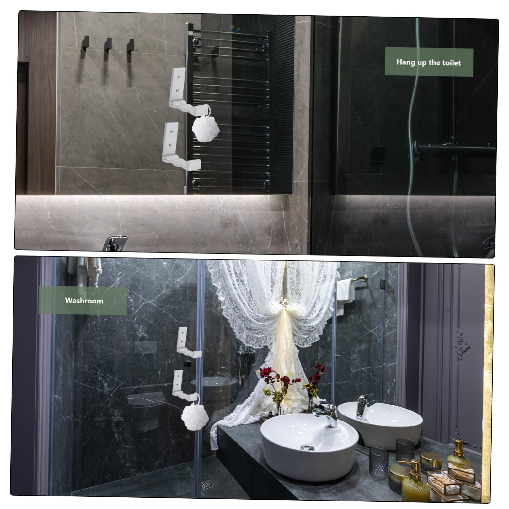 Ganchos De Pared Plegables De Aluminio Espacial, 6 Piezas (5 Plateados 1 Pegamento Sin Clavos), Resistentes Al Agua y Corrosión, Para Baño, Cocina y Dormitorio, Organizador Multiusos