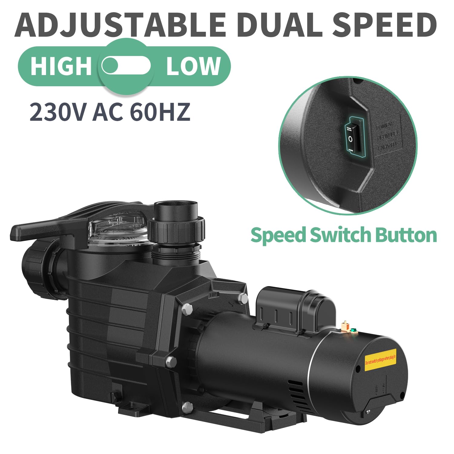 Pipopa 2.5HP 6540GPH Pool Pumps Above Ground and Inground, 1725RPM/3450RPM 2-Speed Swimming Pool Pumps, Super Power, Salt/Fresh Water, IP44 Waterproof, Energy Saving