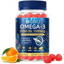 Omega-3 Fish Oil Gummies 1500mg for Adults, Triple Strength EPA & DHA with CoQ10, Red Yeast Rice, Bergamot & Antioxidants, Wild-Caught, Sugar-Free, Burpless, Heart & Brain Support, 90 Count