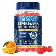 Omega-3 Fish Oil Gummies 1500mg for Adults, Triple Strength EPA & DHA with CoQ10, Red Yeast Rice, Bergamot & Antioxidants, Wild-Caught, Sugar-Free, Burpless, Heart & Brain Support, 90 Count
