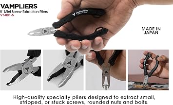 VAMPLIERS 6-PC Screw Extractor Pliers & Scissors Tool Set. Made in Japan: 8 Linesman Pliers, 7.5 Long Nose, 7 Slip-Joint, 6.25, 5 Mini Plier, Utility Shears + Tool Pouch.