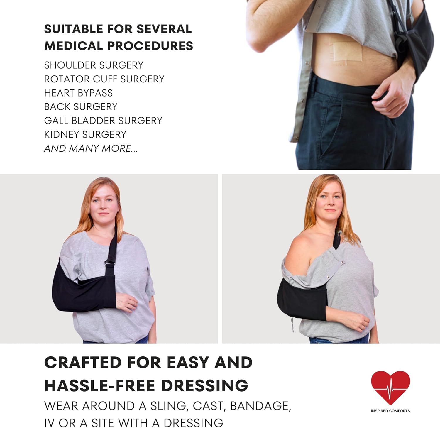 Inspired Comforts Unisex Right Shoulder & Side Access Post Surgery & Rehab Snap Shirt - Image 3