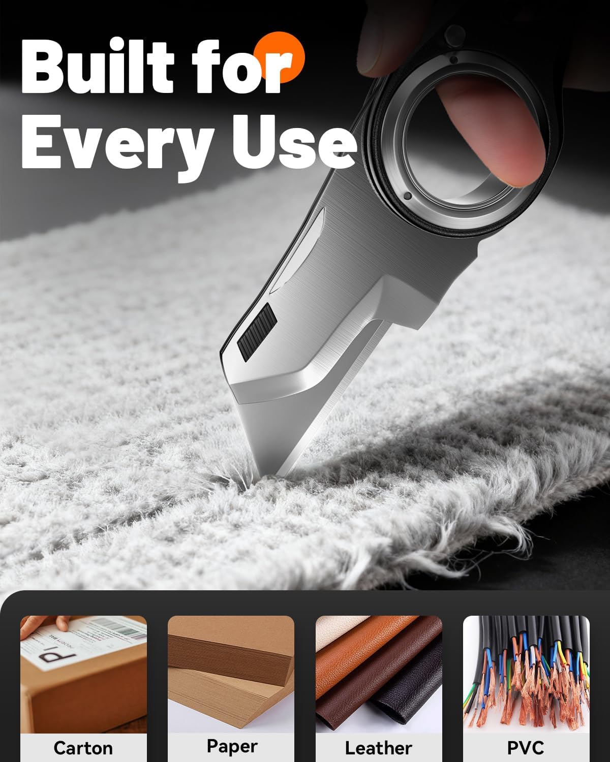 Folding Utility Knife Pocket Knife, Heavy-Duty Box Cutter with Anti Slip Finger Loop, Quick Change Blade Razor Knife, Box Cutters for Home, Office, Warehouse, Durable Razor Knife, Box Knife (Black)