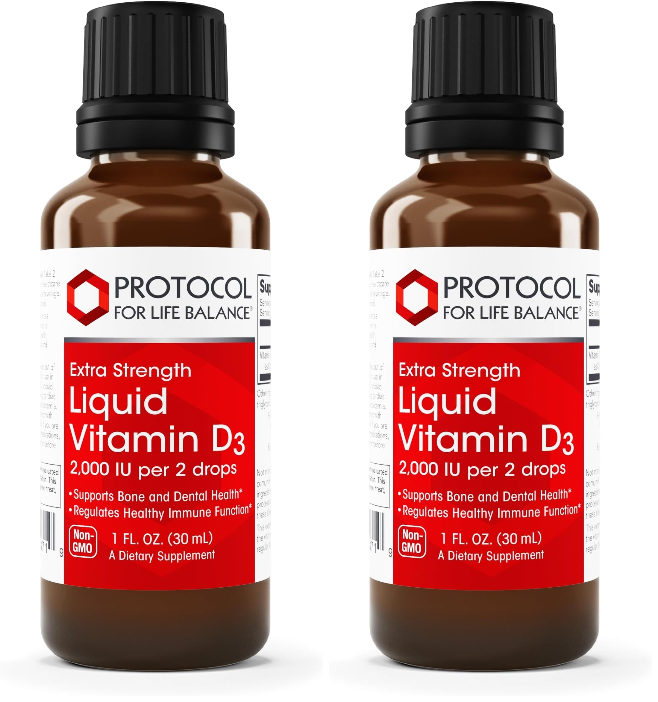 PROTOCOL FOR LIFE BALANCE Liquid Vitamin D3-2,000 IU - Immune Support Strong Bones and Teeth Health - 1 Fl Oz (Pack of 2)