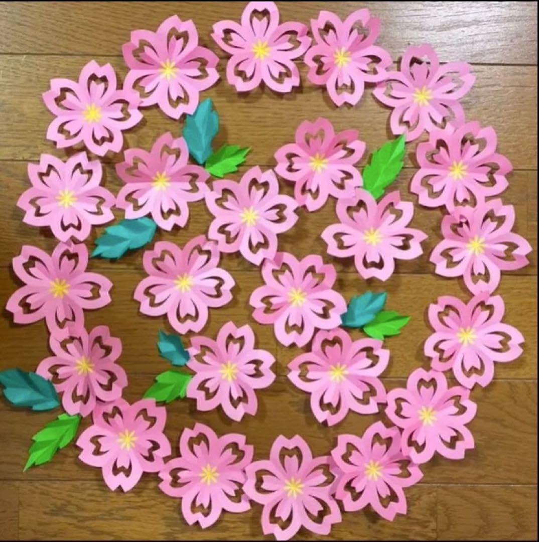 Amazon | 桜＆葉っぱ No.45折り紙 お花 ハンドメイド3月4月春壁面飾り