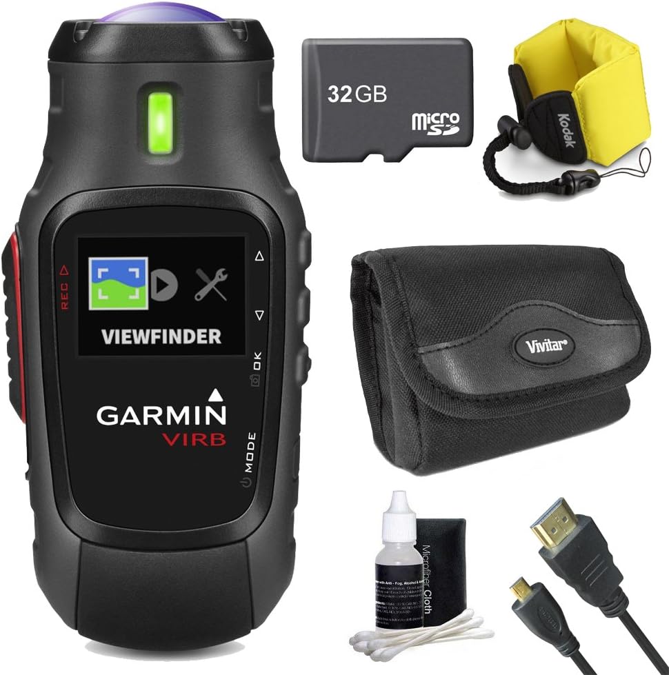 Garmin Virb Action Camera 010-01088-00 Ultimate Bundle with 32GB Micro SD Card, HDMI Cable, All in One Card Reader, Floating Strap, Carrying Case, and Lens Cleaning Kit
