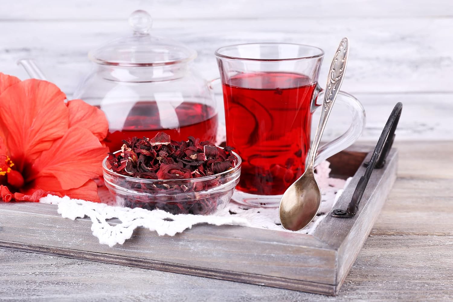 Dried Hibiscus Flowers for Tea, 100% Raw Loose Leaf Hibiscus Tea, Flor de Jamaica Herbal Tea, Natural Whole Flowers Cut & Sifted Herb, 7.20 oz Releasable Bag