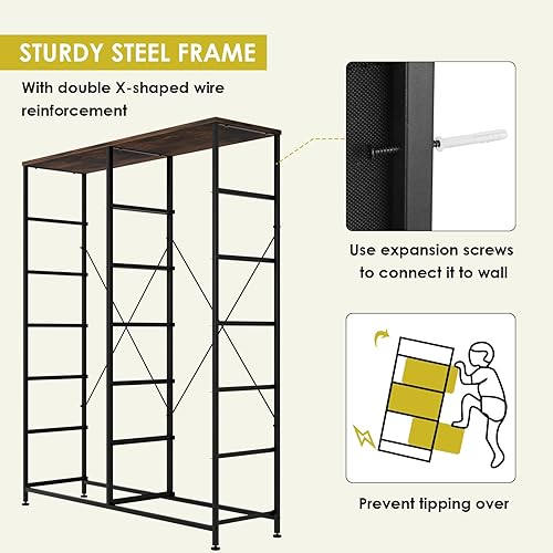 Miniatura 3 de Arlopu Cómoda de 12 cajones, torre de almacenamiento de tela de 6 capas ampliada de 35.2 pulgadas con contenedores de tela con impresión
