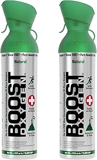 Boost Oxygen Large Natural 10L Canister | Respiratory Support for Aerobic Recovery, Altitude, Performance & Health (2 Pack)