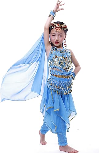Miniatura 5 de Astage Disfraz de genio para niñas, disfraz de princesa árabe de la India, danza del vientre,