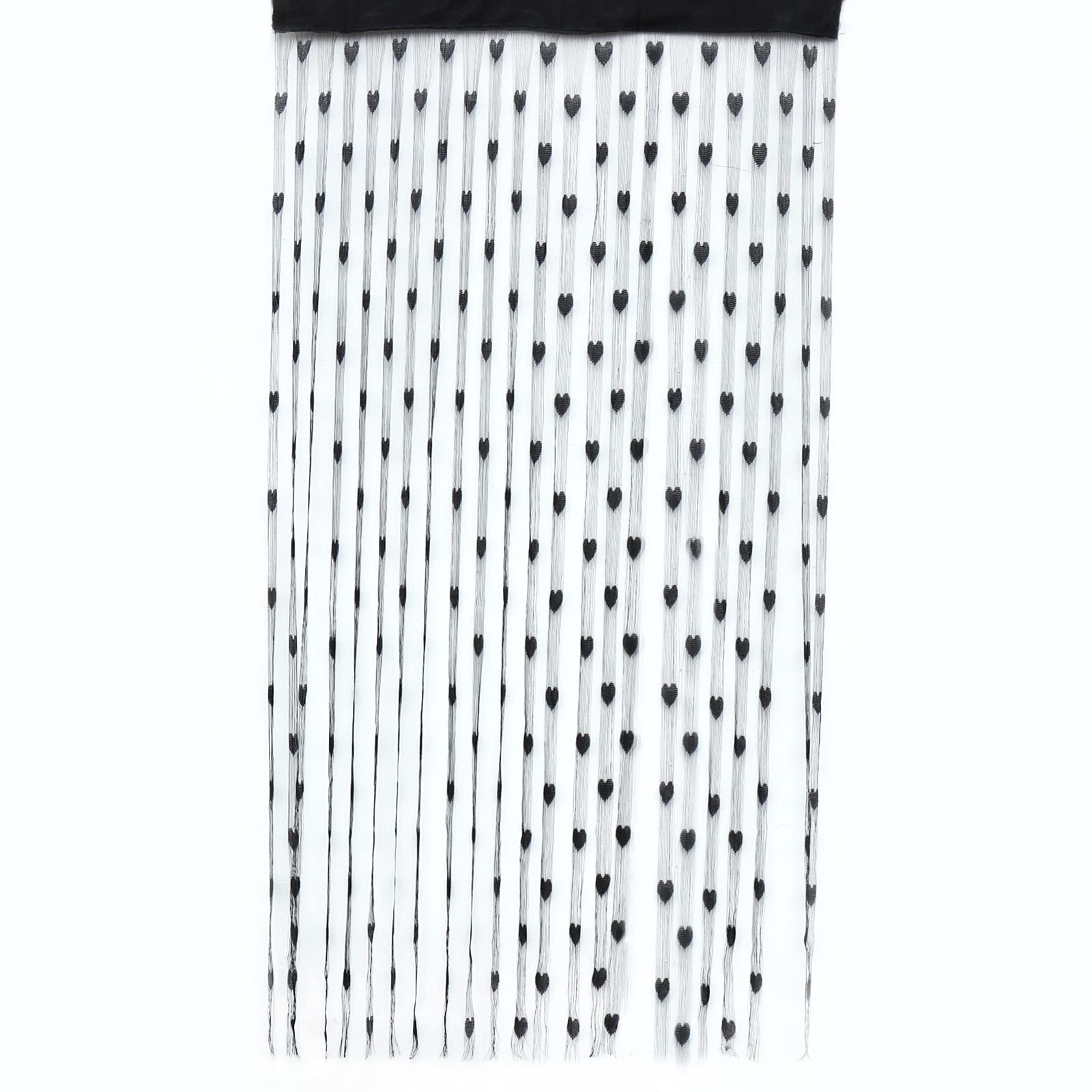 LYHYDMA Thread Curtain 100x200cm Curtain White Red Heart String Curtains Pure Color Bedroom Window Door Divider Sheer Drape Wedding Decoration For home decoration(Black)