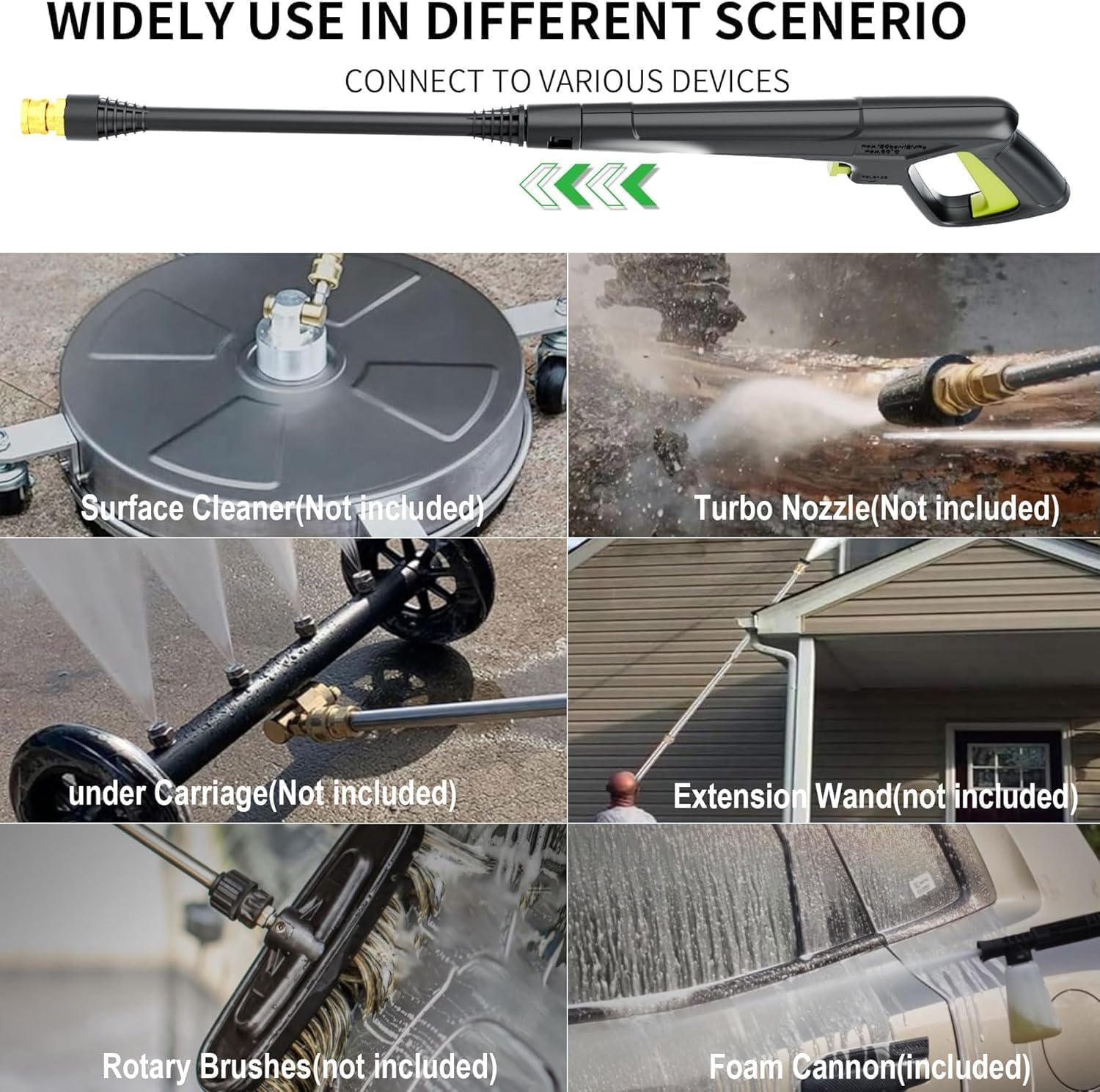 4500 PSI Pressure Washer, Power Washer with 4 Quick Connect Nozzle & Foam Cannon & Filter, High Pressure Washer for Cars/Fences/Driveways/Patio/Home Cleaning, Green — view 7