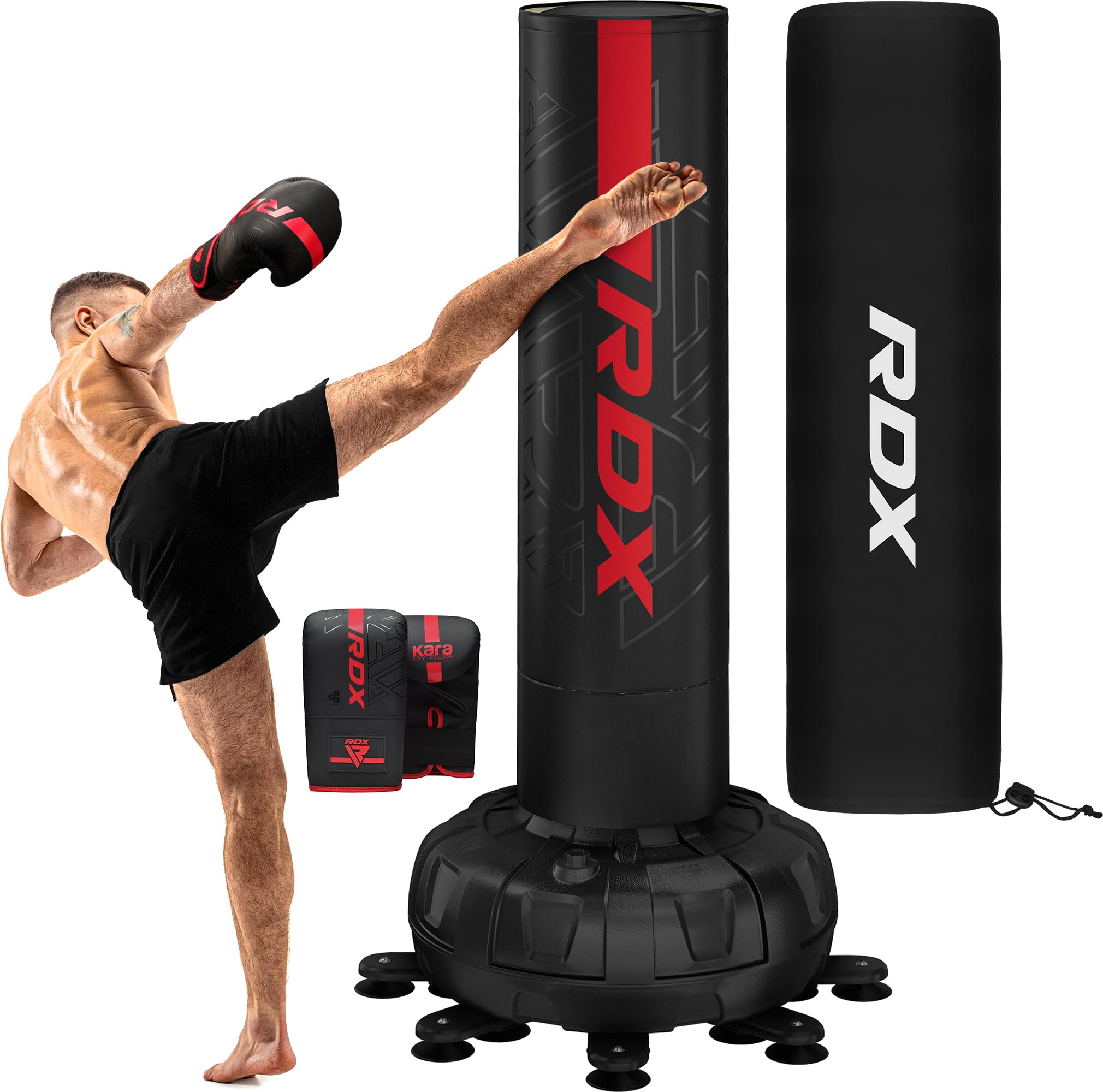RDX XXL 330LBS Freestanding Punching Bag with Cover &amp; Gloves – 72” Adult Heavy Pedestal Punch Bag Set - 17 Suction Cup 8 Extended Legs Stand Base - Kick Boxing MMA Home Gym Fitness