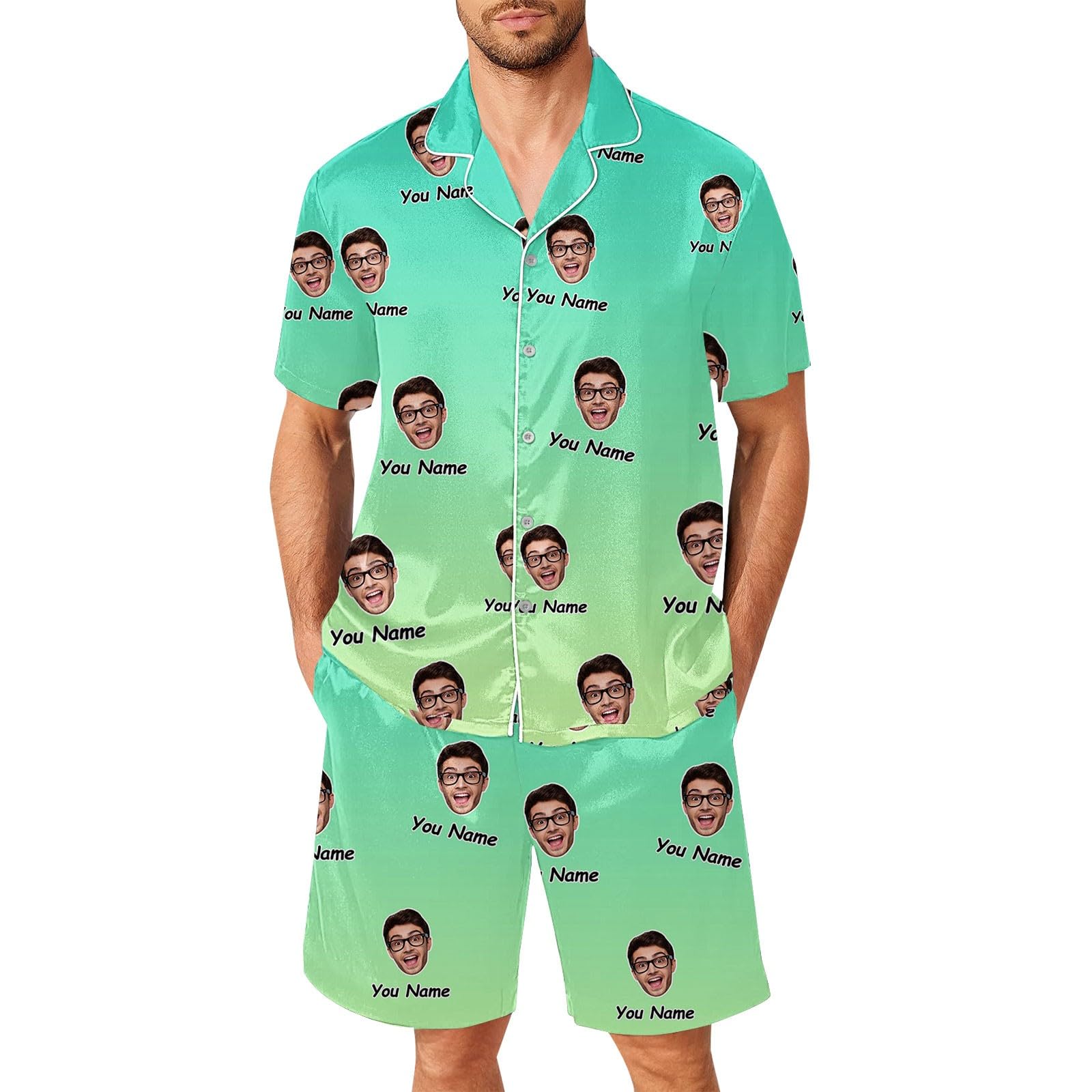 Generisch Pijama de hombre rojo corto conjunto divertido pantalones para hombres mujeres parejas a juego unisex nombre personalizado camiseta