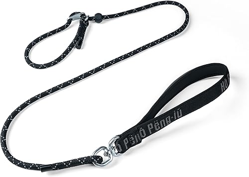 Miniatura 15 de Correa básica para perro, correa de entrenamiento resistente sin tirones con antienredos, asas de tráfico acolchadas dobles ajustables de 5 a 5.6