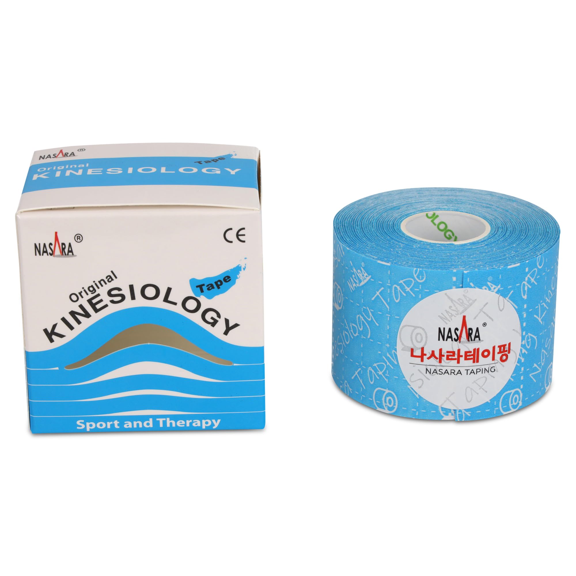 Nasara Original Kinesiology Physio Sport Tape: confezione da 6 nastri per lo sport e la medicina, rotolo da 5cm x 5m, turchese