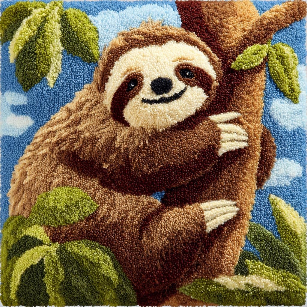 Henypt Latch Hook Kits Pillow Sloth