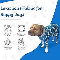 Vista 3 de Tooth & Honey Pit Bull - Pijama para perro con estampado de vaca, luna y estrella, con cobertura completa, pijama ligera para perros grandes