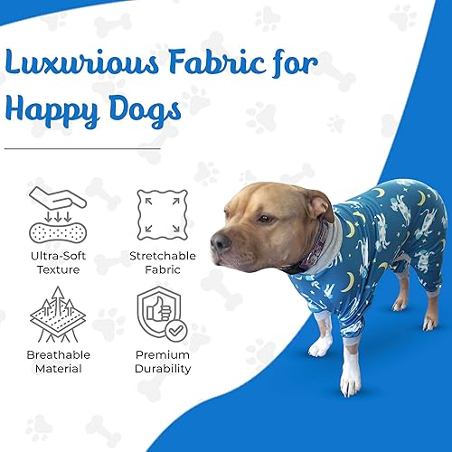 Miniatura 3 de Tooth & Honey Pit Bull - Pijama para perro con estampado de vaca, luna y estrella, con cobertura completa, pijama ligera para perros grandes