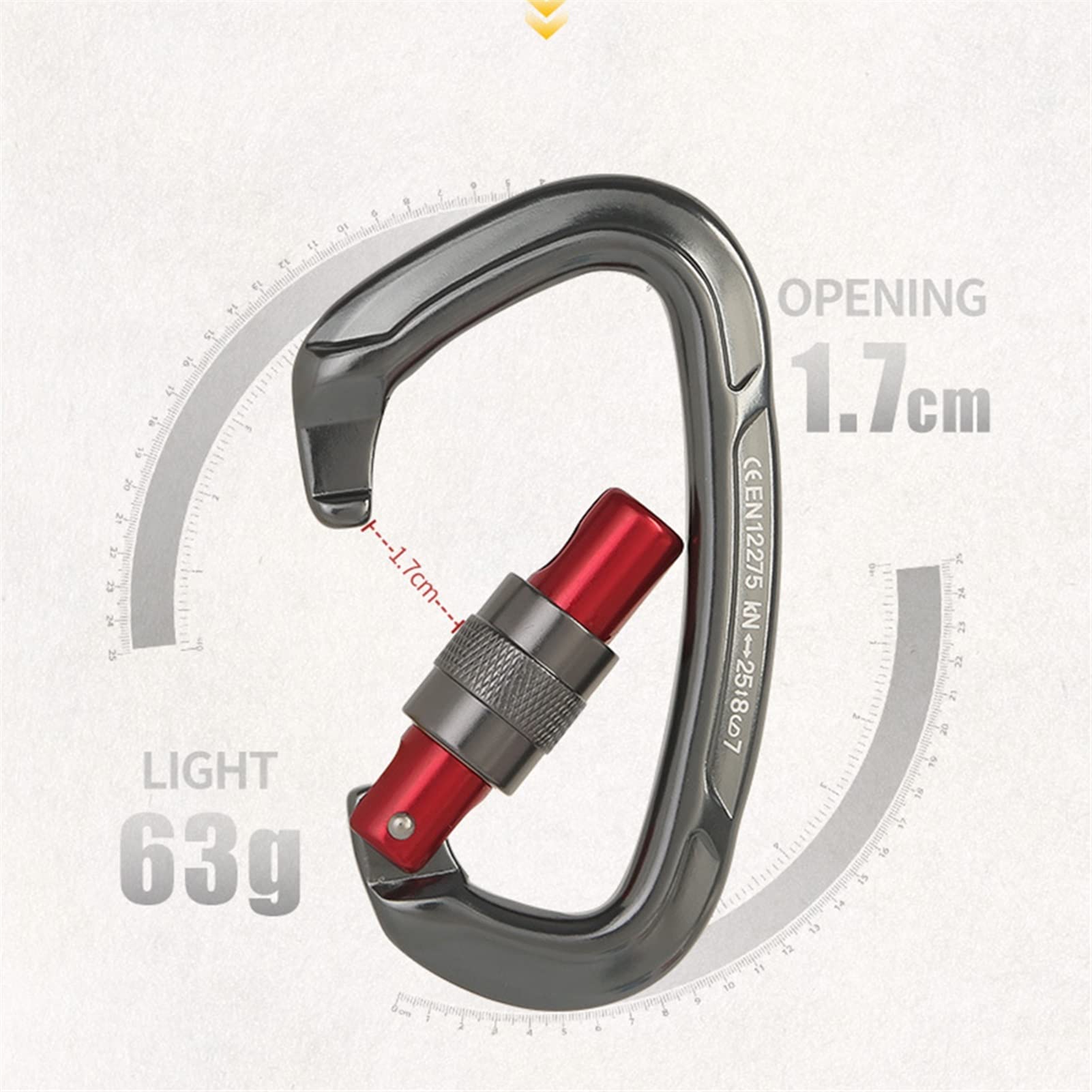 Karabińczyk, Karabinek wspinaczkowy 25KN Profesjonalny kształt D Aviation Aluminium Safety Lock Outdoor Climbing Ascend Mountaineering Equipment Tool(Blue 1pcs)