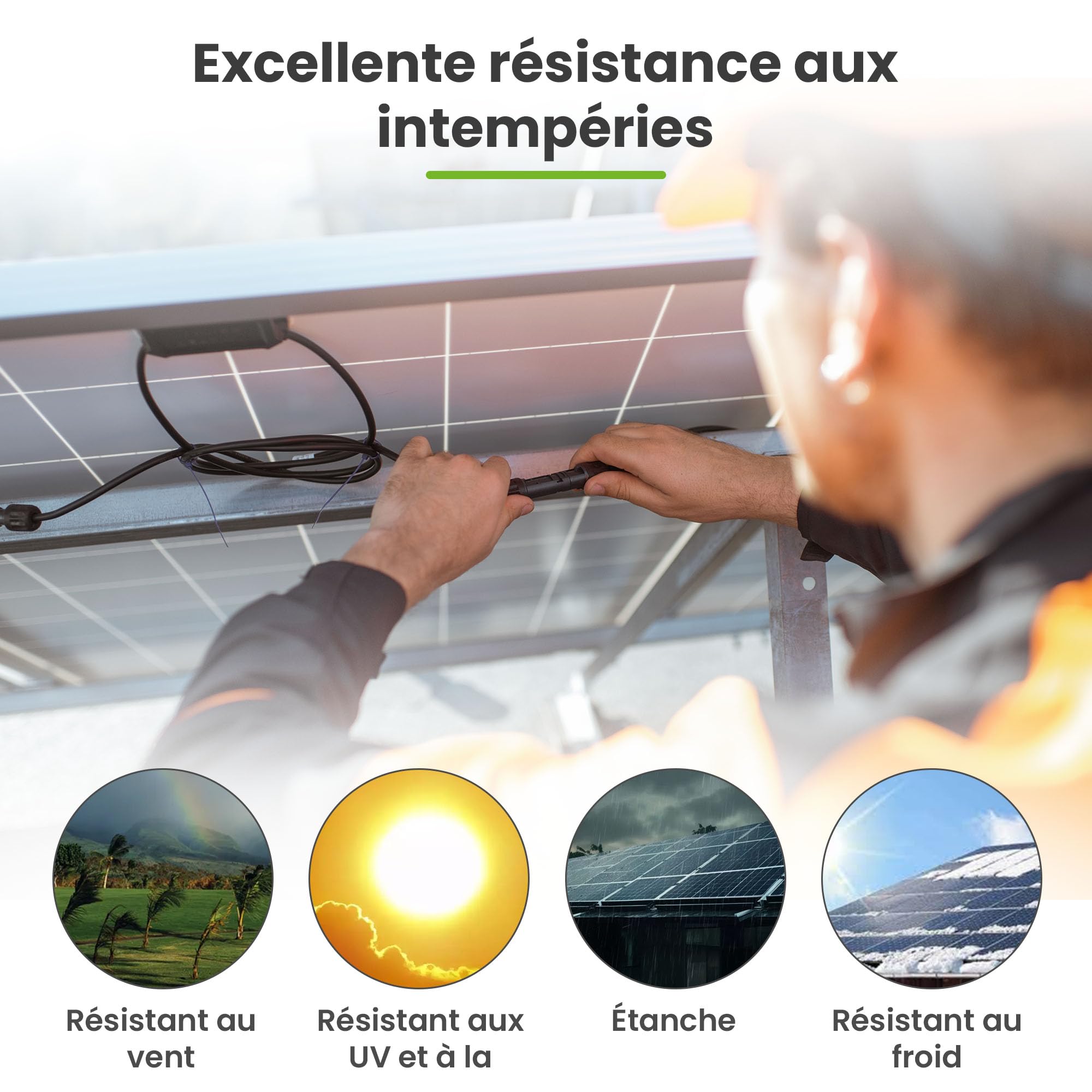 Câble solaire Offgridtec 20 m - 2 x 6 mm² - PV1-F 6 mm² - Câble solaire à deux fils - Noir