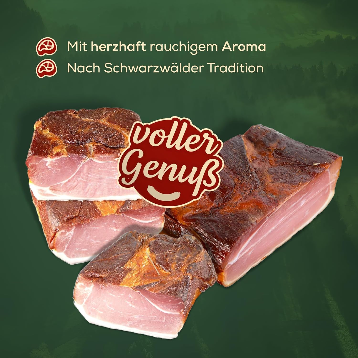 Schwarzwald Metzgerei Schaufler Schwarzwälder Räucherschinken, Im Buchenrauch Gereift, am Stück, Traditionell Handgesalzen, 60 Tage Haltbar (1kg)