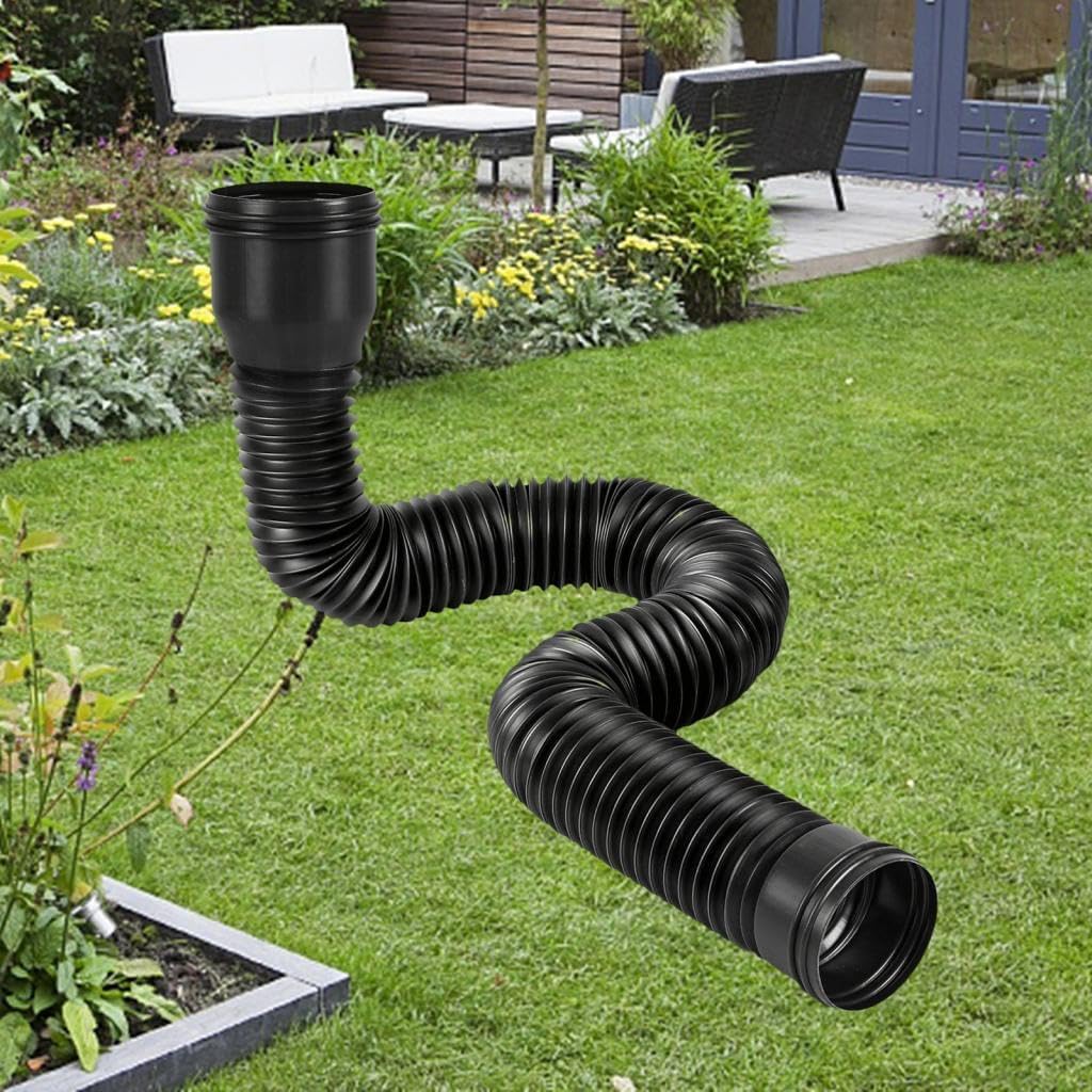 Flexible Rain Gutter Downspout Extension for Improved Water Flow, Brown(Black)