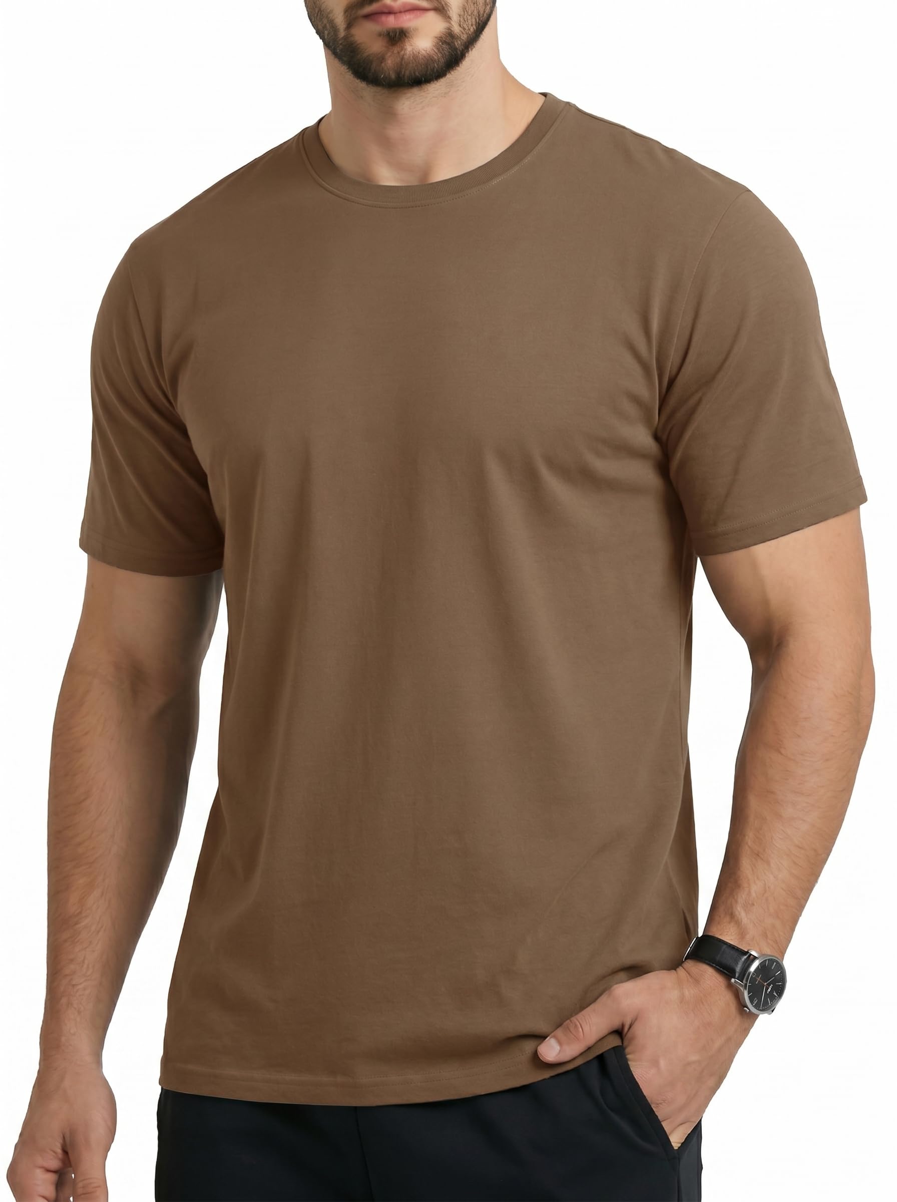 Cavva UV Shirt Herren Sommer Kurzarm T Shirt UPF50+ Rundhals Funktionsshirt Bambus Freizeit Atmungsaktiv Oberteil