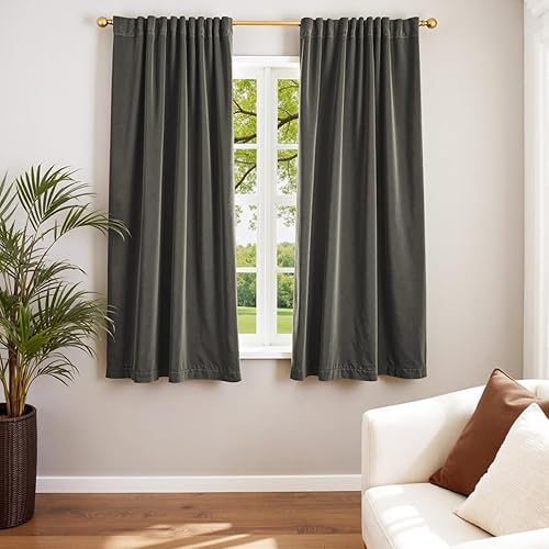 Lazzzy - 2 paneles de cortinas opacas de terciopelo, con aislamiento térmico, muy suaves, lujosas, con bolsillo para cortinero, para dormitorio o