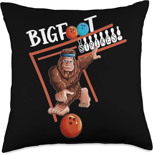 Miniatura 4 de Bigfoot's Skittles Night Bowling Night Bowling Funny Bigfoot Strike 10 Pin Bowler Bowling Outfit Throw Pillow, 16x16, Multicolor