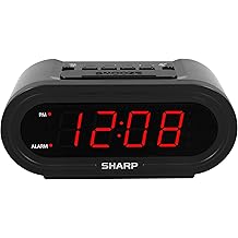 Sharp AccuSet Automatic Smart Alarm Clock &ndash; Self-Setting Digital Clock, Auto Time &amp; DST Adjustment, Easy-Read Red LED Display, Battery Backup, Simple Plug-and-Play Clock for Seniors &amp; Bedrooms