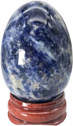 Miniatura 4 de Figura de huevo de piedra, cristal curativo pulido con soporte de madera, piedra lunar, 1.8 pulgadas