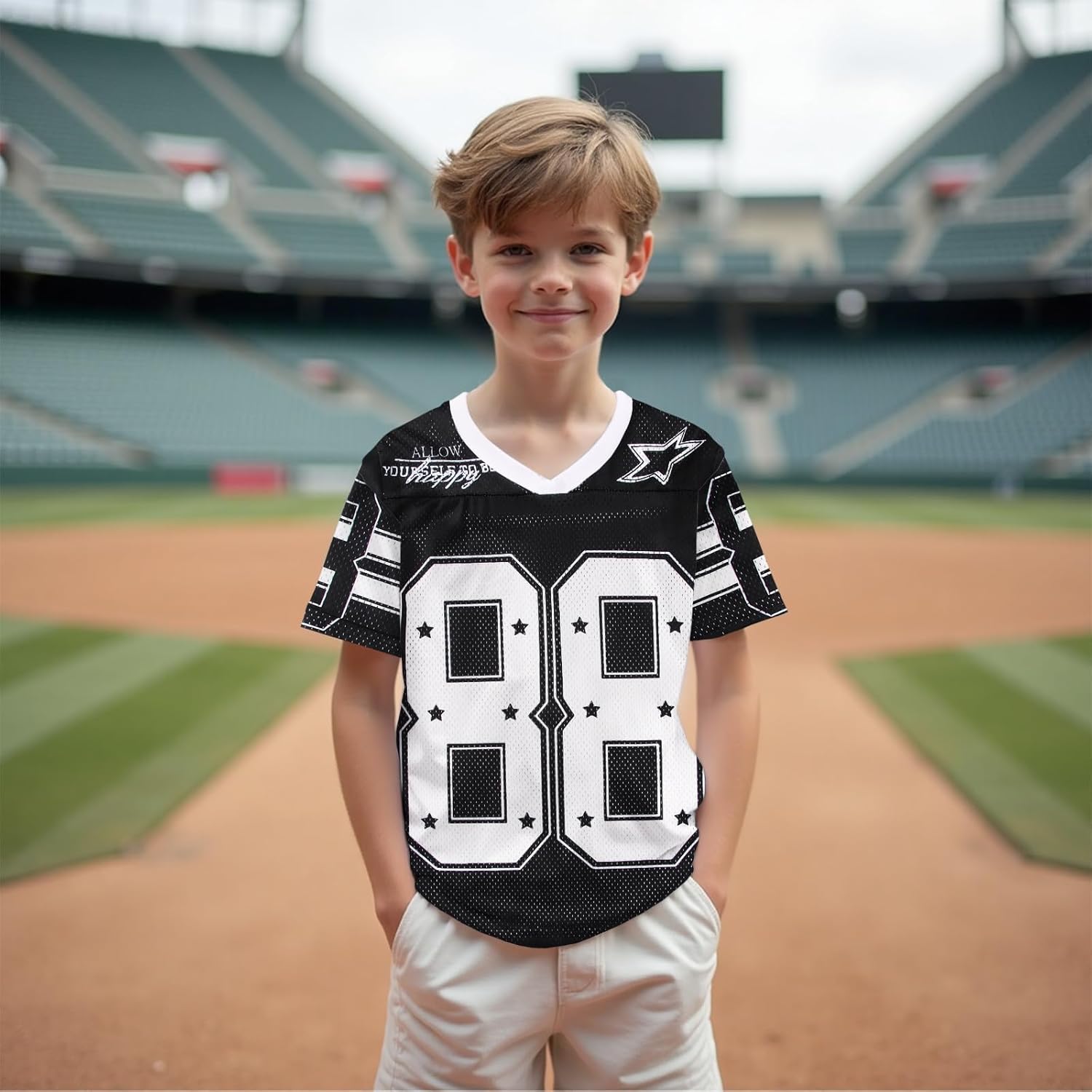 Girls Boy Jersey Shirt Y2k Baggy Shirt 88 Graphic Tshirt V Neck Outfit Kids Oversized Short Sleeve Summer Tee Top - Image 3