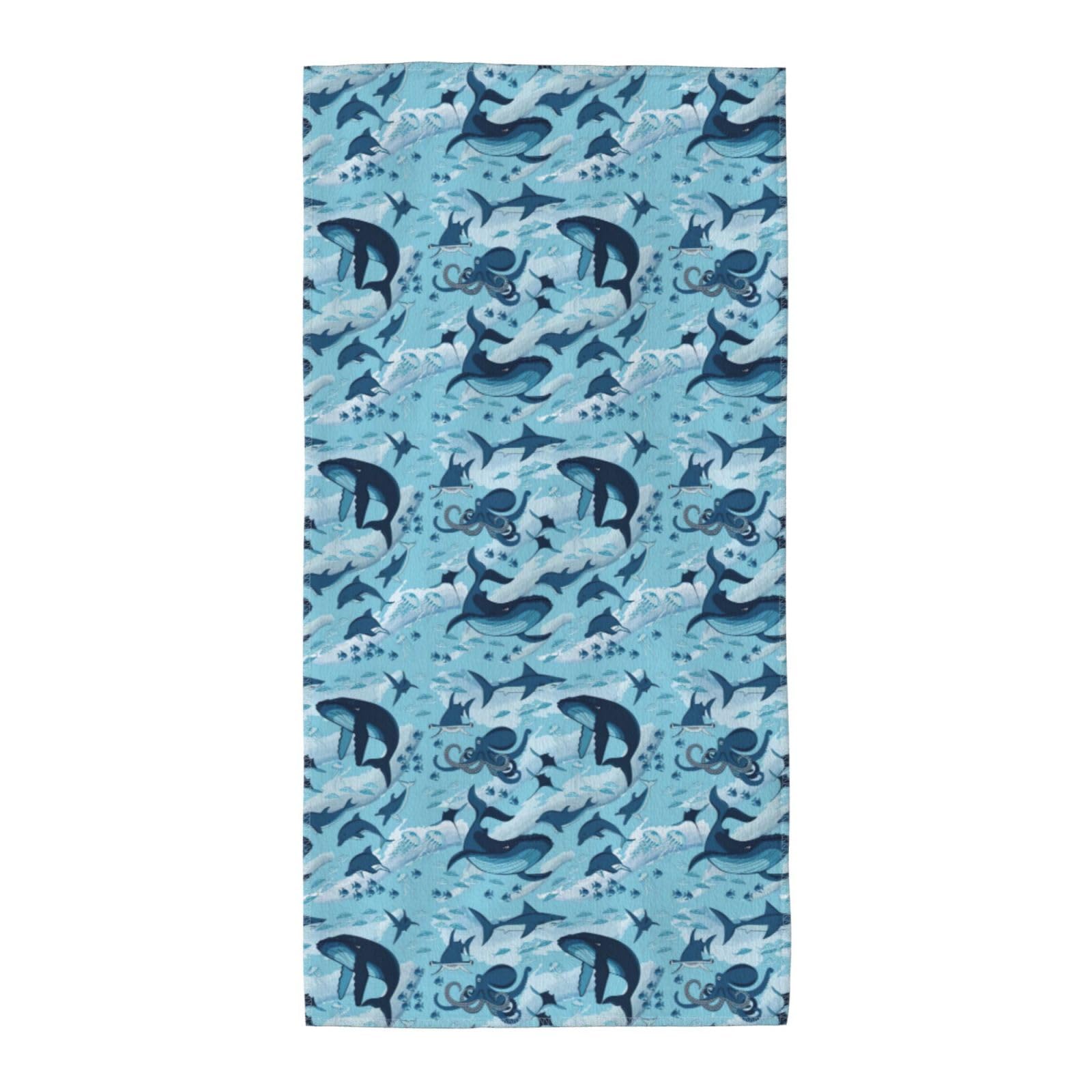 SDEGTHO Fish And Octopus Fashion Printed Bath Towel High Water Absorption For Hiking Trip