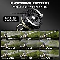 Vista 5 de RESTMO Hose Nozzle with Easy Self-Lock Trigger, Heavy Duty Metal Water Hose Sprayer with 9 Spray Patterns and On/Off Valve, Ideal for Outdoor Lawn &